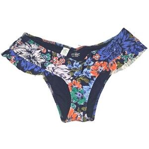 Aerie Blue White Orange Ruffle Cheekiest Swim Bathing Suit Bottom XL NWOT NEW